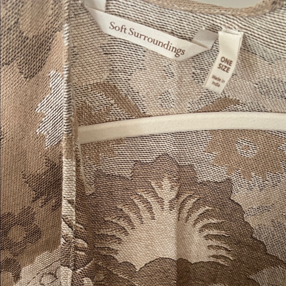 Soft Surroundings Taupe Floral Knit Top